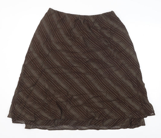Berkertex Womens Brown Striped Viscose Swing Skirt Size 14