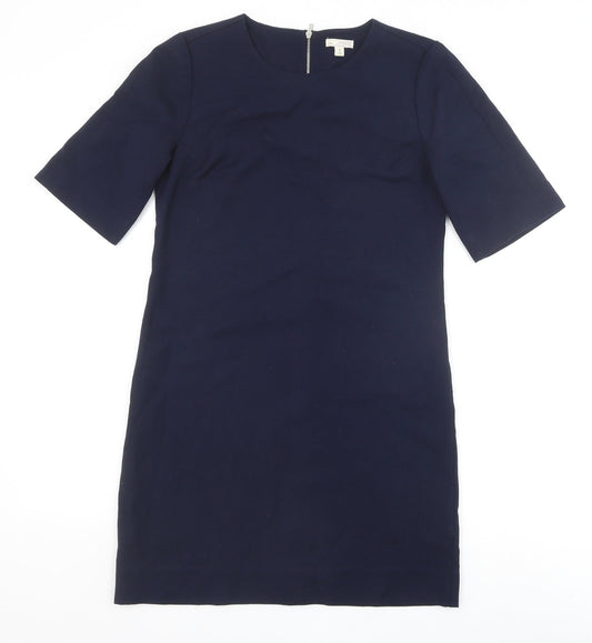 Gap Womens Blue Polyester Shift Size 4 Round Neck Zip