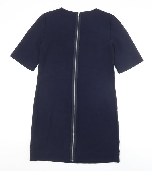 Gap Womens Blue Polyester Shift Size 4 Round Neck Zip