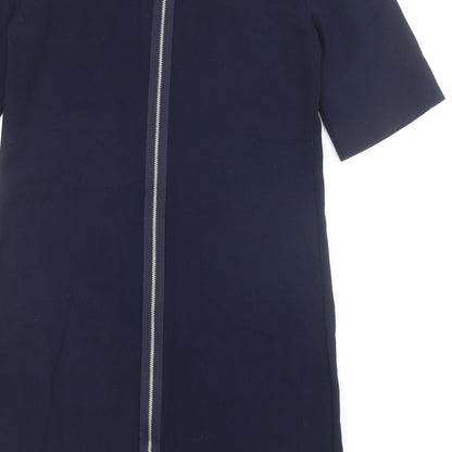 Gap Womens Blue Polyester Shift Size 4 Round Neck Zip
