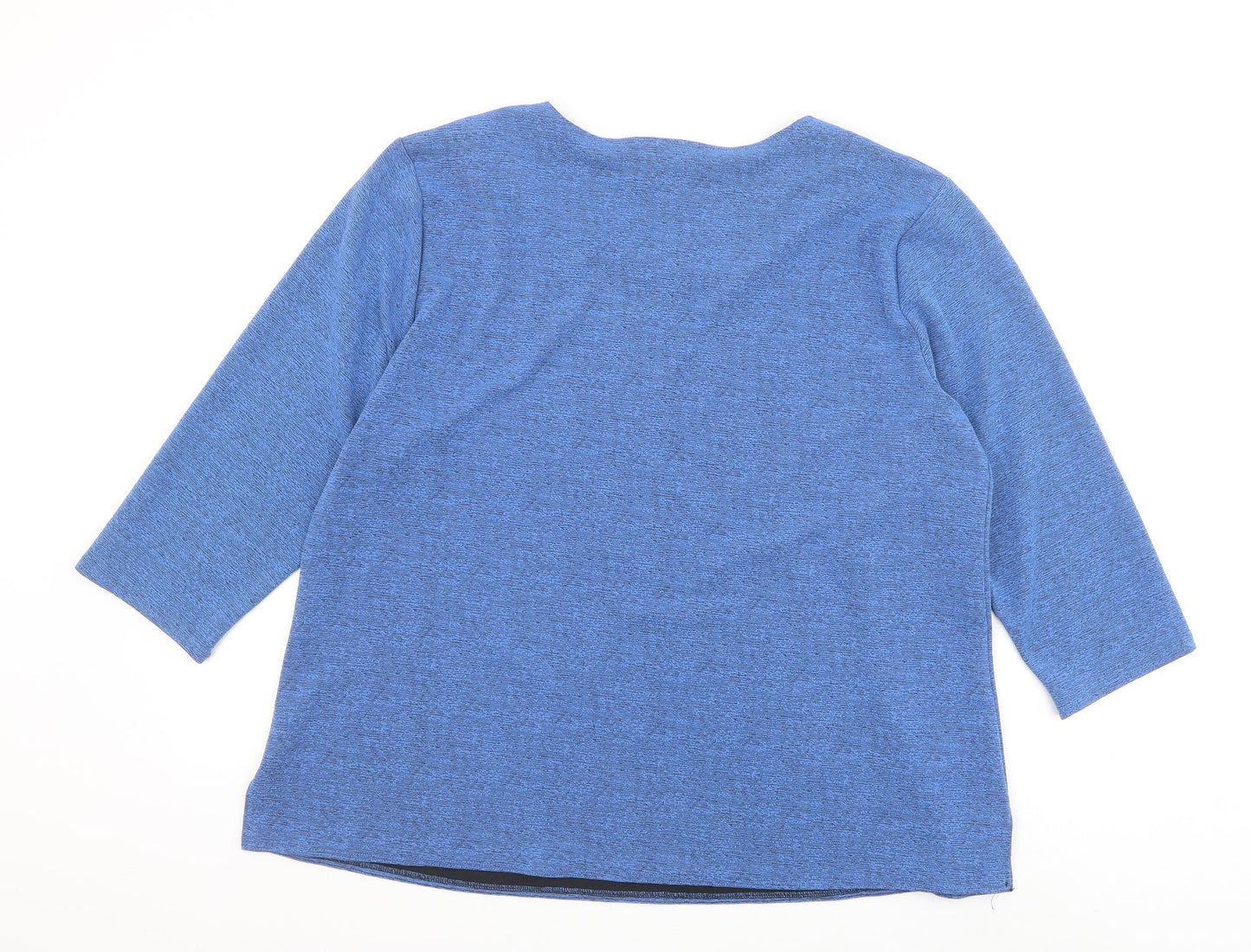 Sukhmani of London Womens Blue Polyester Basic Blouse Size 3XL Round Neck - Flower Detail