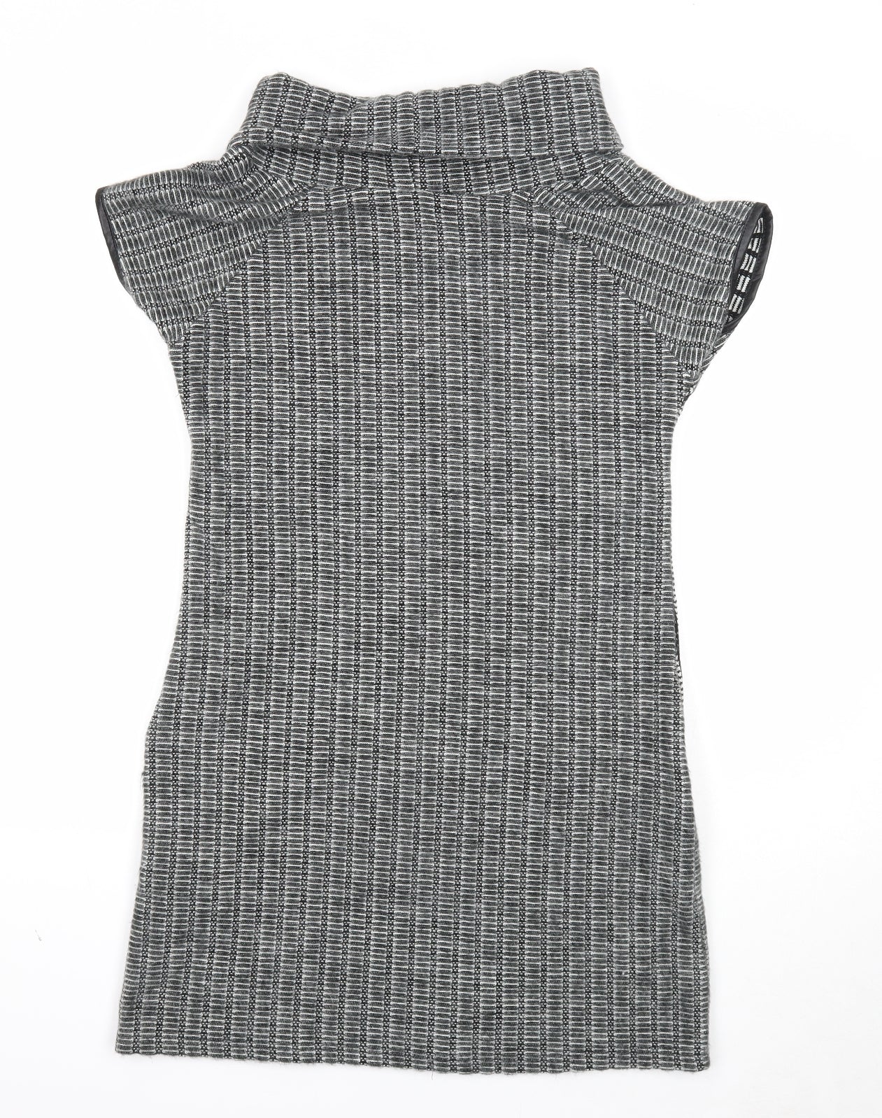 Quiz Womens Grey Polyester Jacket Dress Size 12 Roll Neck Pullover
