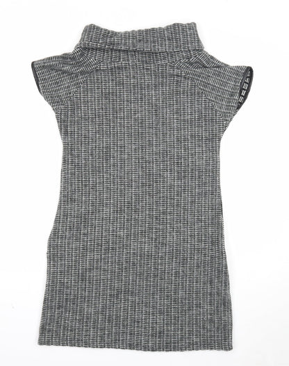 Quiz Womens Grey Polyester Jacket Dress Size 12 Roll Neck Pullover