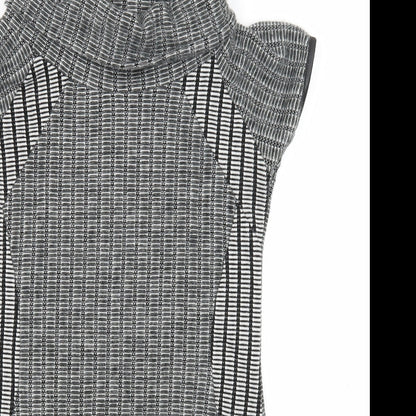 Quiz Womens Grey Polyester Jacket Dress Size 12 Roll Neck Pullover