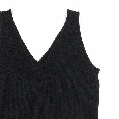 M&Co Womens Black Polyester Basic Tank Size 10 V-Neck