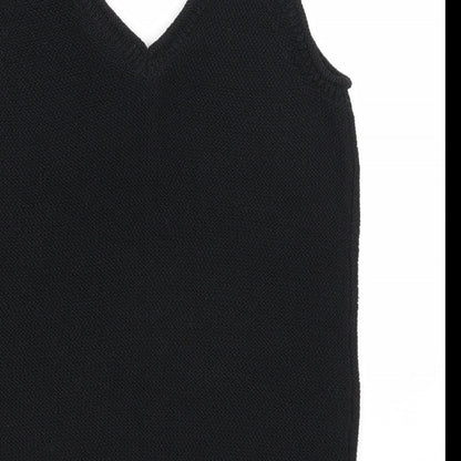 M&Co Womens Black Polyester Basic Tank Size 10 V-Neck