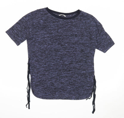 TU Womens Blue Round Neck Geometric Polyester Pullover Jumper Size 8