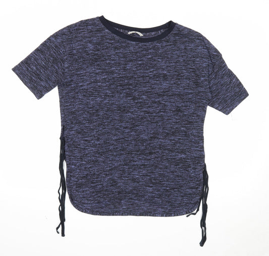 TU Womens Blue Round Neck Geometric Polyester Pullover Jumper Size 8