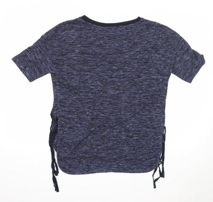 TU Womens Blue Round Neck Geometric Polyester Pullover Jumper Size 8