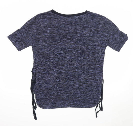 TU Womens Blue Round Neck Geometric Polyester Pullover Jumper Size 8