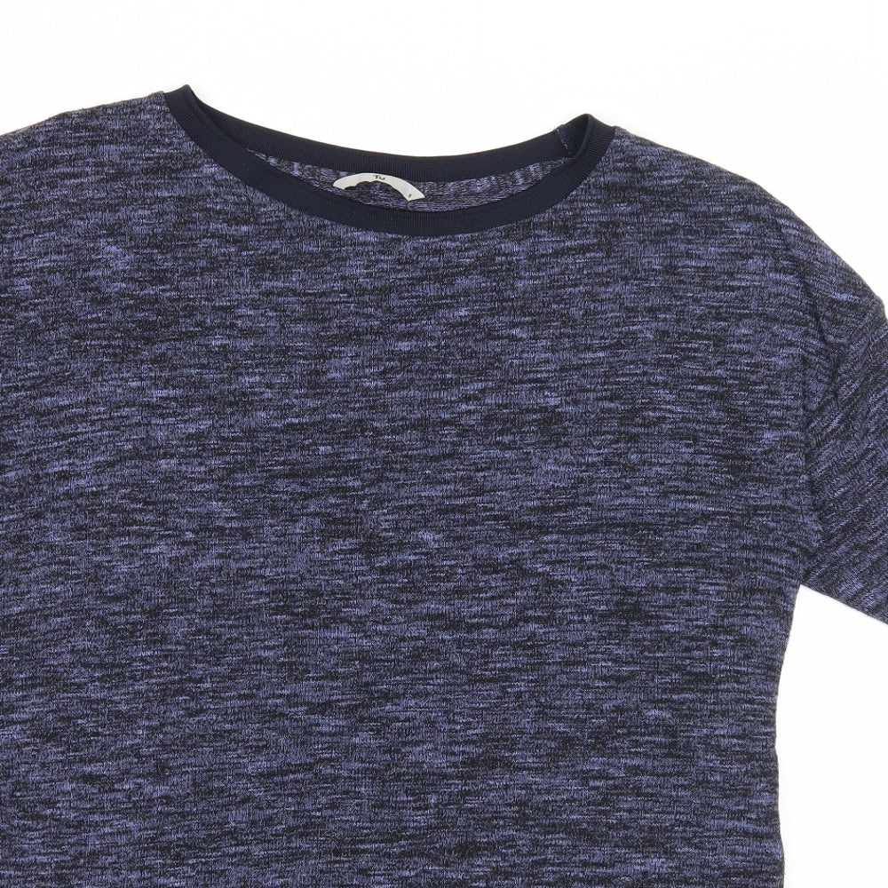 TU Womens Blue Round Neck Geometric Polyester Pullover Jumper Size 8