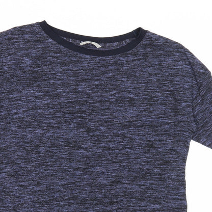 TU Womens Blue Round Neck Geometric Polyester Pullover Jumper Size 8