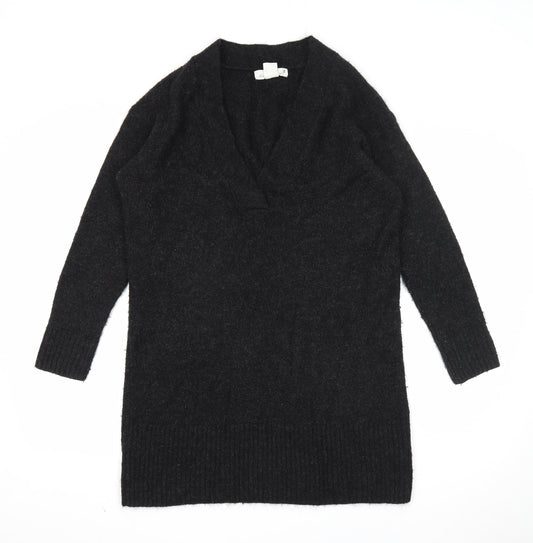 H&M Womens Black Acrylic Jumper Dress Size XS V-Neck Pullover