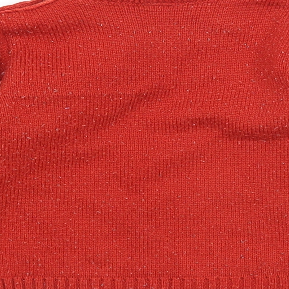 Babyhug Girls Orange Striped Acrylic Pullover Jumper Size 6-9 Months Button