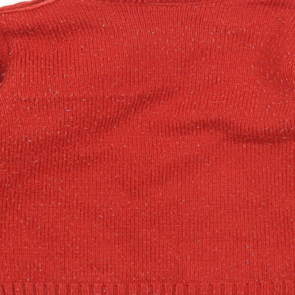 Babyhug Girls Orange Striped Acrylic Pullover Jumper Size 6-9 Months Button