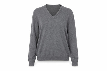 H&M Womens Grey V-Neck Cotton Pullover Jumper Size L