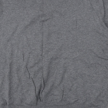 H&M Womens Grey V-Neck Cotton Pullover Jumper Size L