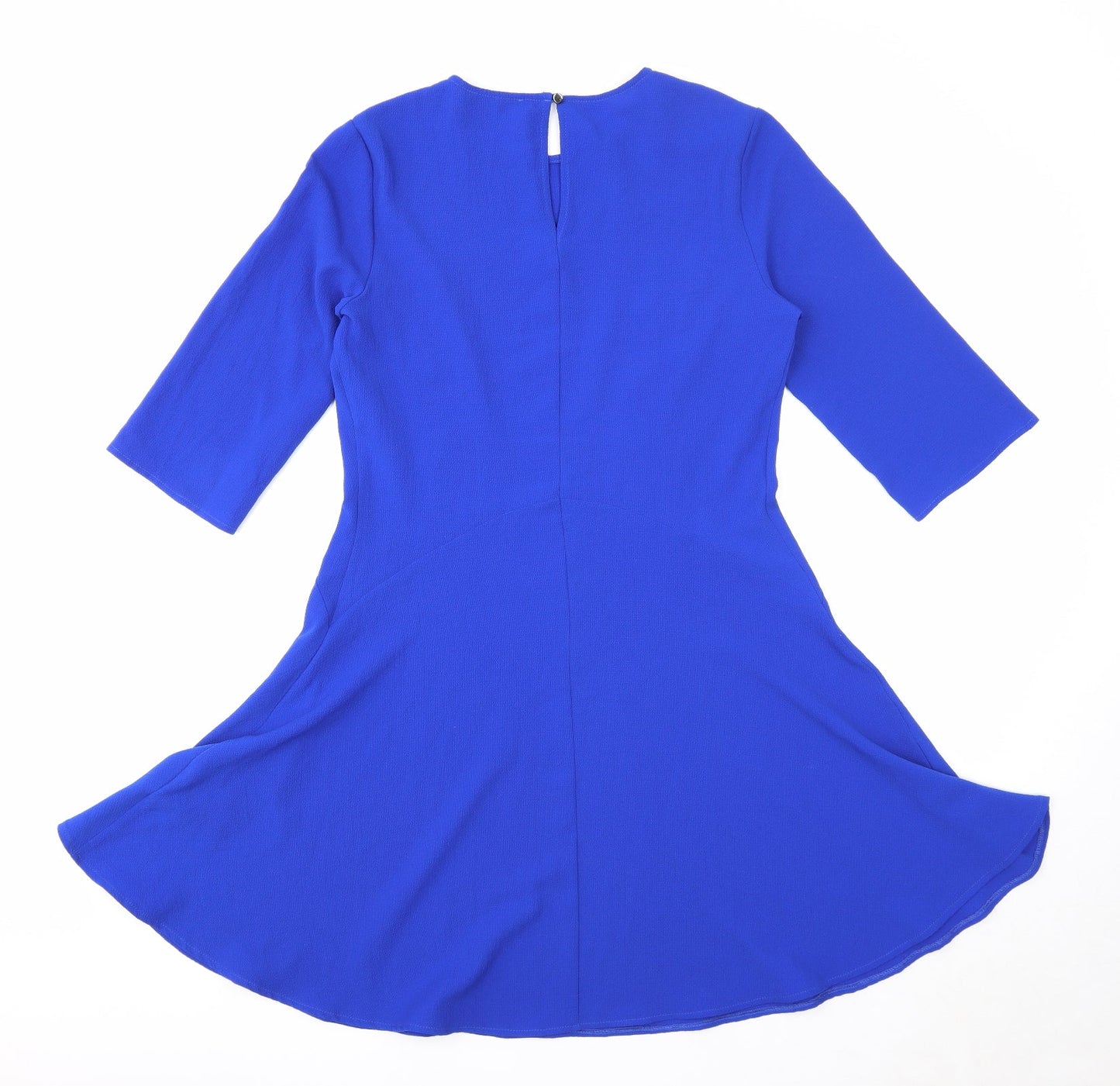 Atmosphere Womens Blue Polyester A-Line Size 10 Round Neck Button