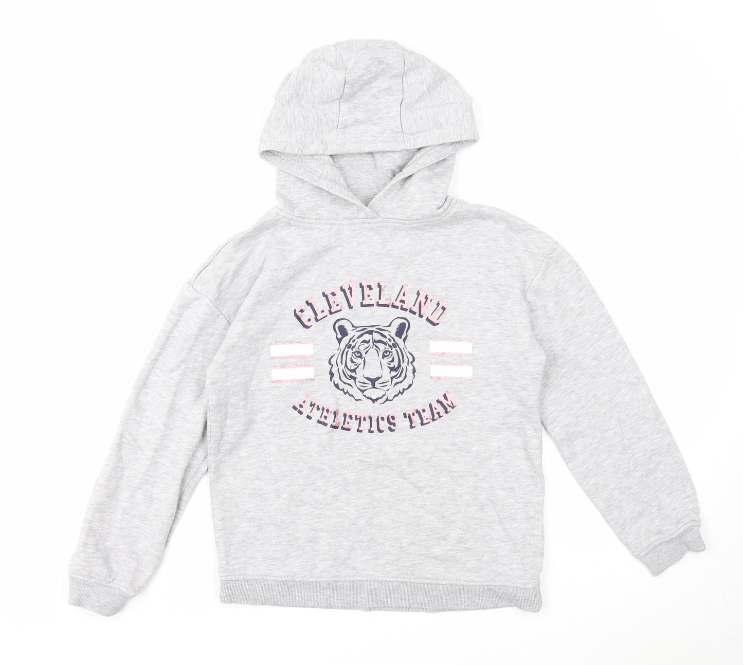 Primark Girls Grey Cotton Pullover Hoodie Size 11-12 Years Pullover - Cleveland Athletics Team