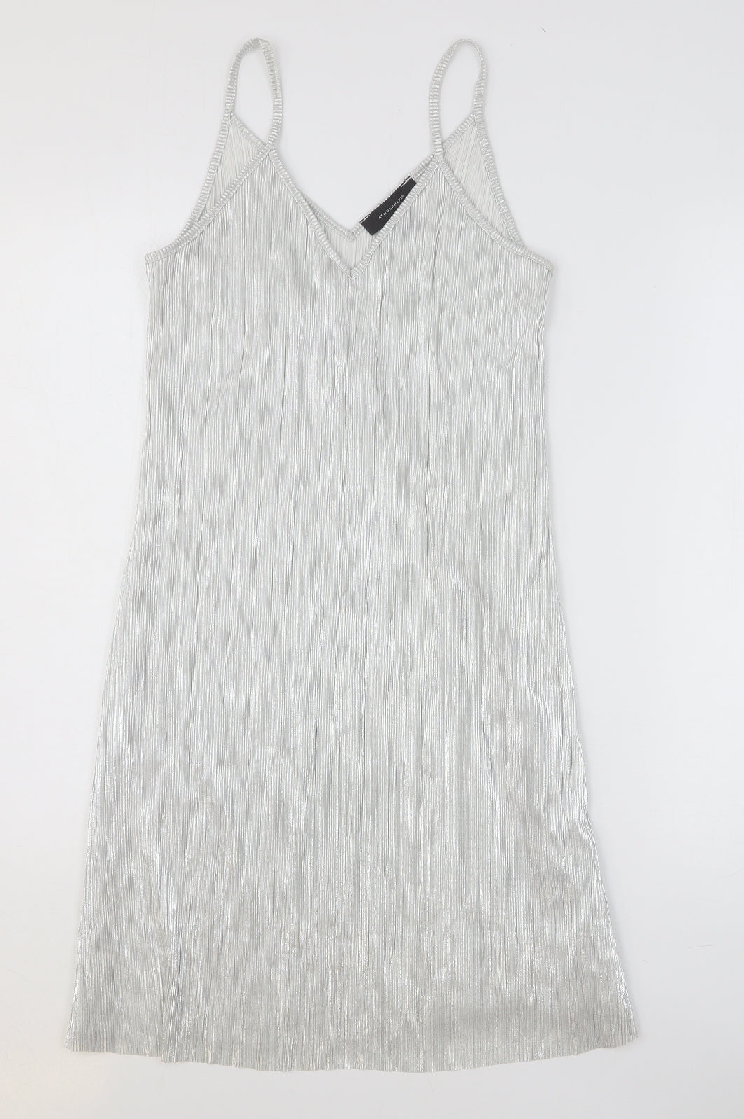 Atmosphere Womens Silver Polyester Slip Dress Size 6 V-Neck