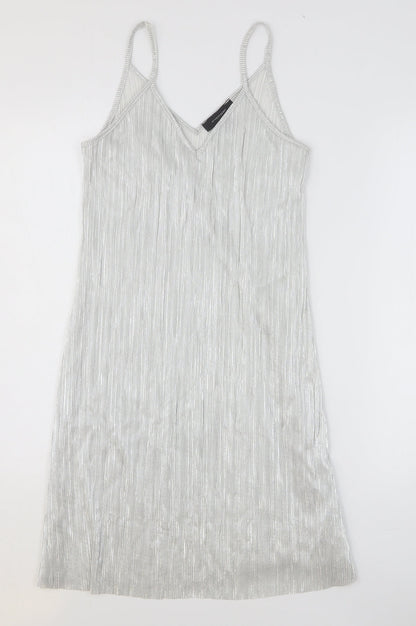 Atmosphere Womens Silver Polyester Slip Dress Size 6 V-Neck