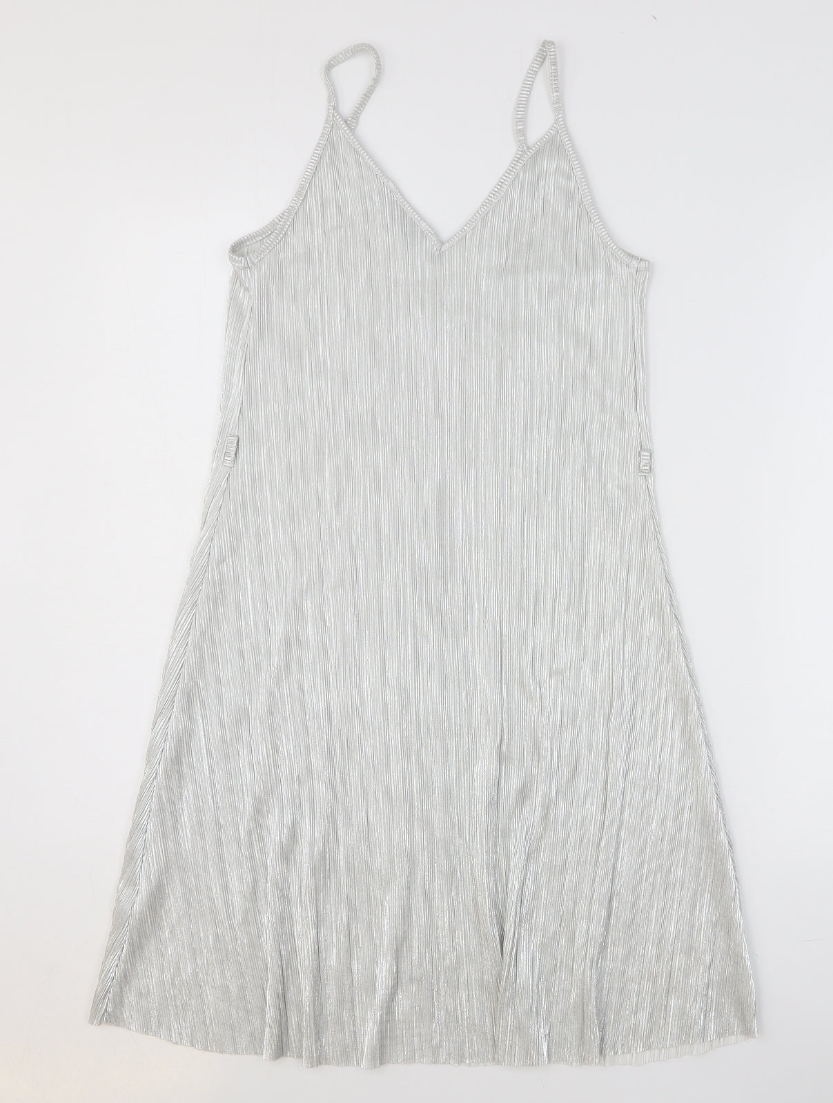 Atmosphere Womens Silver Polyester Slip Dress Size 6 V-Neck