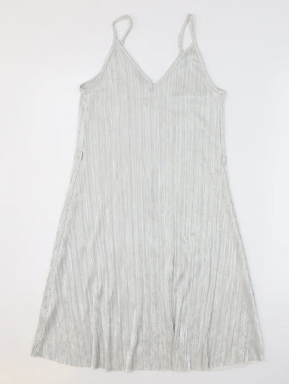 Atmosphere Womens Silver Polyester Slip Dress Size 6 V-Neck