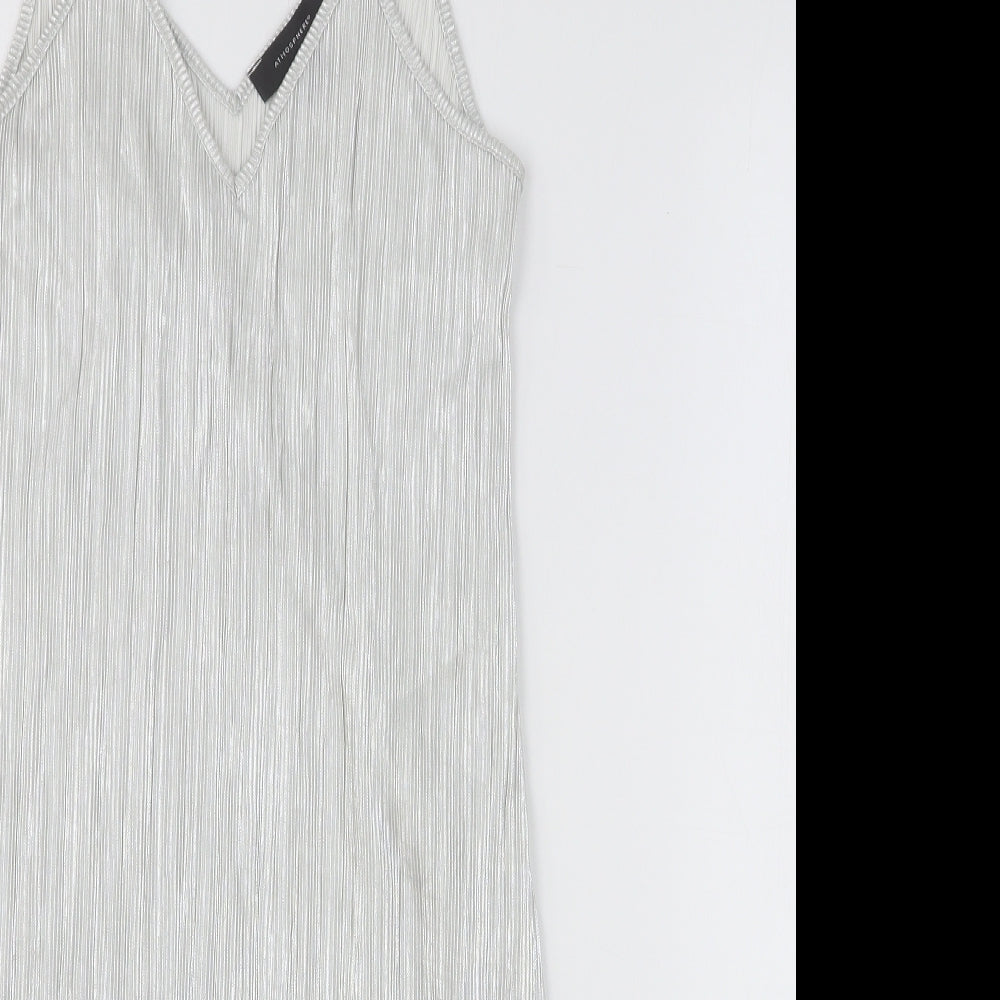 Atmosphere Womens Silver Polyester Slip Dress Size 6 V-Neck
