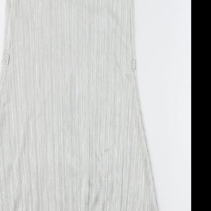Atmosphere Womens Silver Polyester Slip Dress Size 6 V-Neck