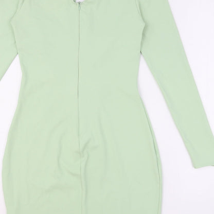 Saint Genies Womens Green Polyester Pencil Dress Size 10 Round Neck - Cut Out