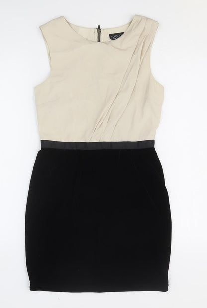 Topshop Womens Multicoloured Polyester Pencil Dress Size 8 Round Neck