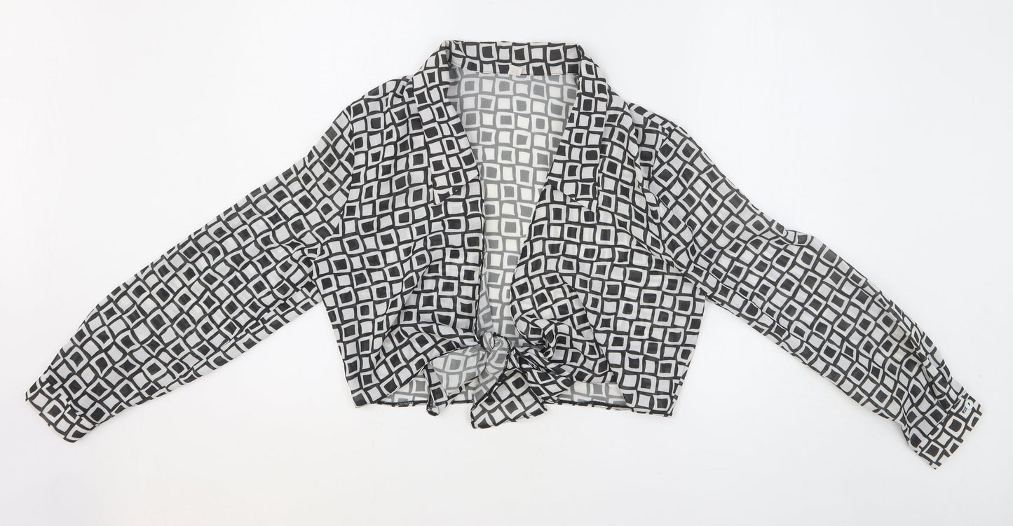 Womens UK Size 14 Preworn Black Cropped Blouse