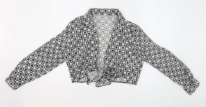 Womens UK Size 14 Preworn Black Cropped Blouse