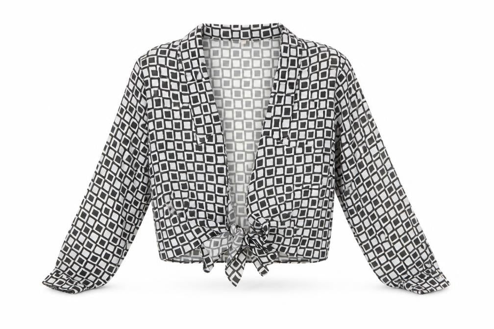 Womens UK Size 14 Preworn Black Cropped Blouse