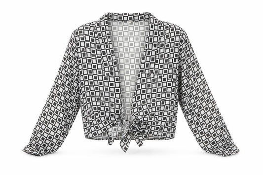 Womens UK Size 14 Preworn Black Cropped Blouse