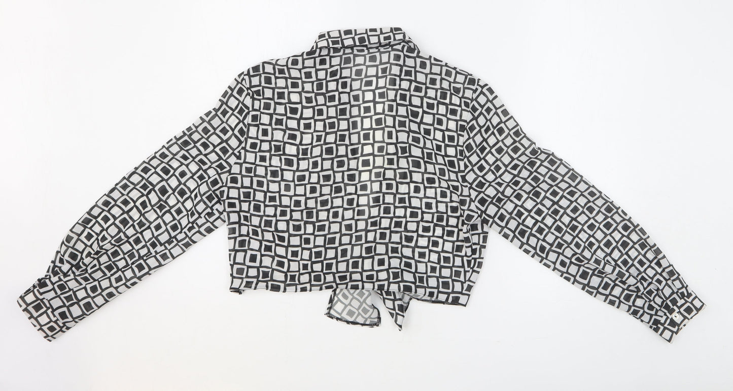 Womens UK Size 14 Preworn Black Cropped Blouse