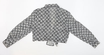 Womens UK Size 14 Preworn Black Cropped Blouse