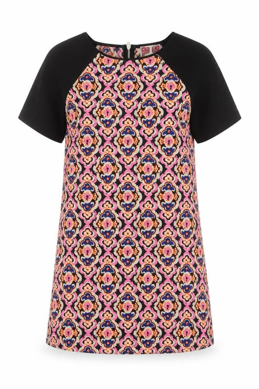 Ribbon Womens Multicoloured Geometric Polyester Shift Size 10 Round Neck