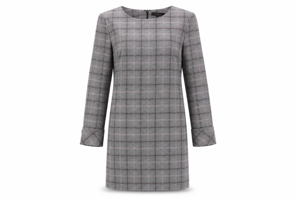 NEXT Womens Black Plaid Polyester Shift Size 10 Scoop Neck Zip