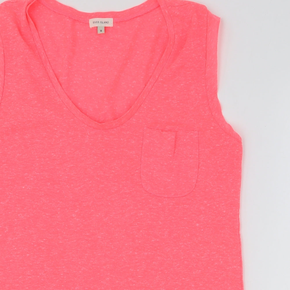 Womens UK Size 8 River Island Pink Basic Tank