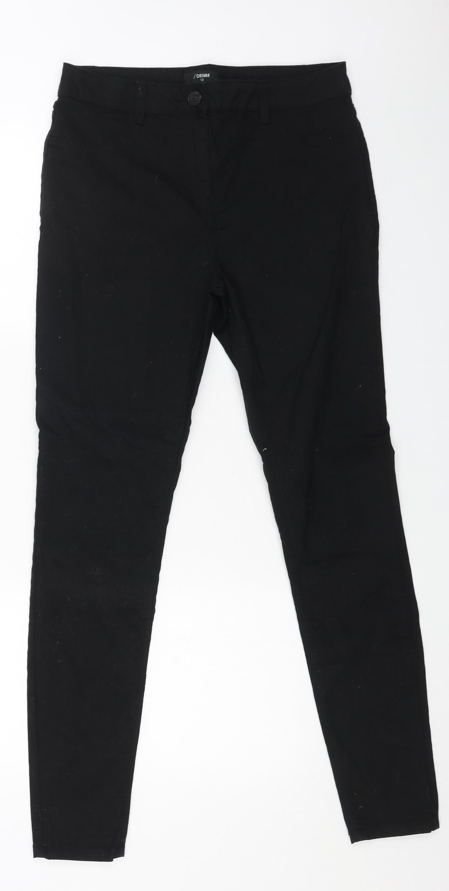 Womens UK Size 12 Denim Regular Fit Skinny Black Jeans