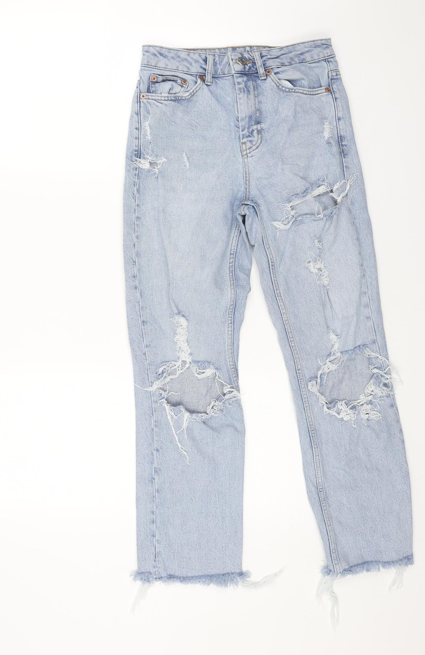 Topshop Womens Blue Cotton Straight Jeans Size 26 L32 in Regular Button