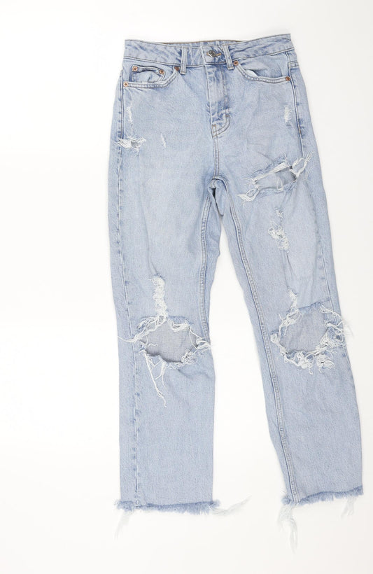 Topshop Womens Blue Cotton Straight Jeans Size 26 L32 in Regular Button