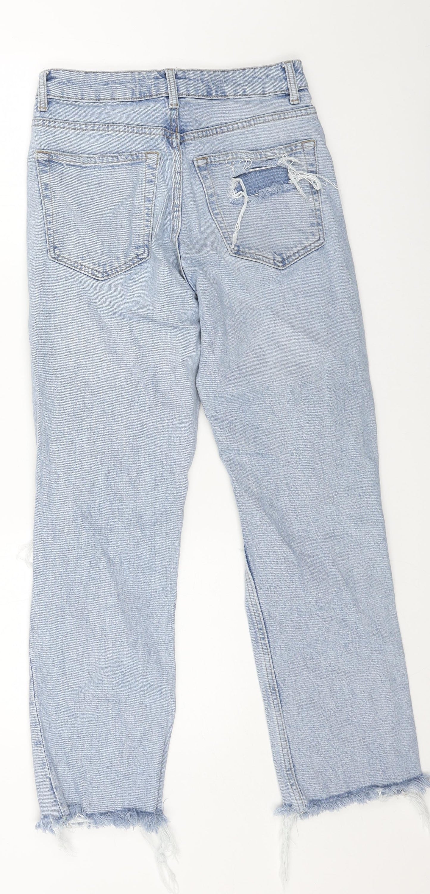 Topshop Womens Blue Cotton Straight Jeans Size 26 L32 in Regular Button
