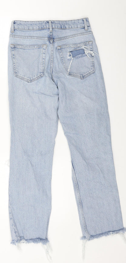 Topshop Womens Blue Cotton Straight Jeans Size 26 L32 in Regular Button