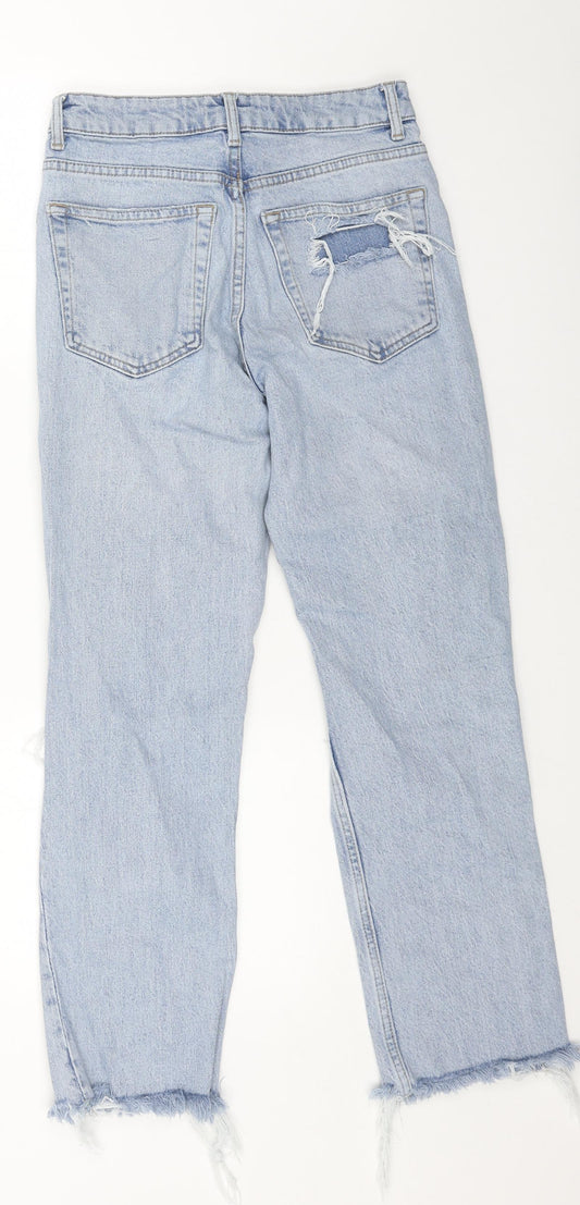 Topshop Womens Blue Cotton Straight Jeans Size 26 L32 in Regular Button