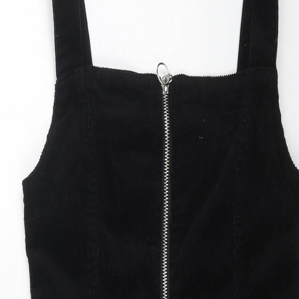 Denim Womens Black Cotton Pencil Dress Size 8 Square Neck Zip