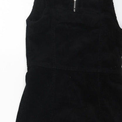 Denim Womens Black Cotton Pencil Dress Size 8 Square Neck Zip