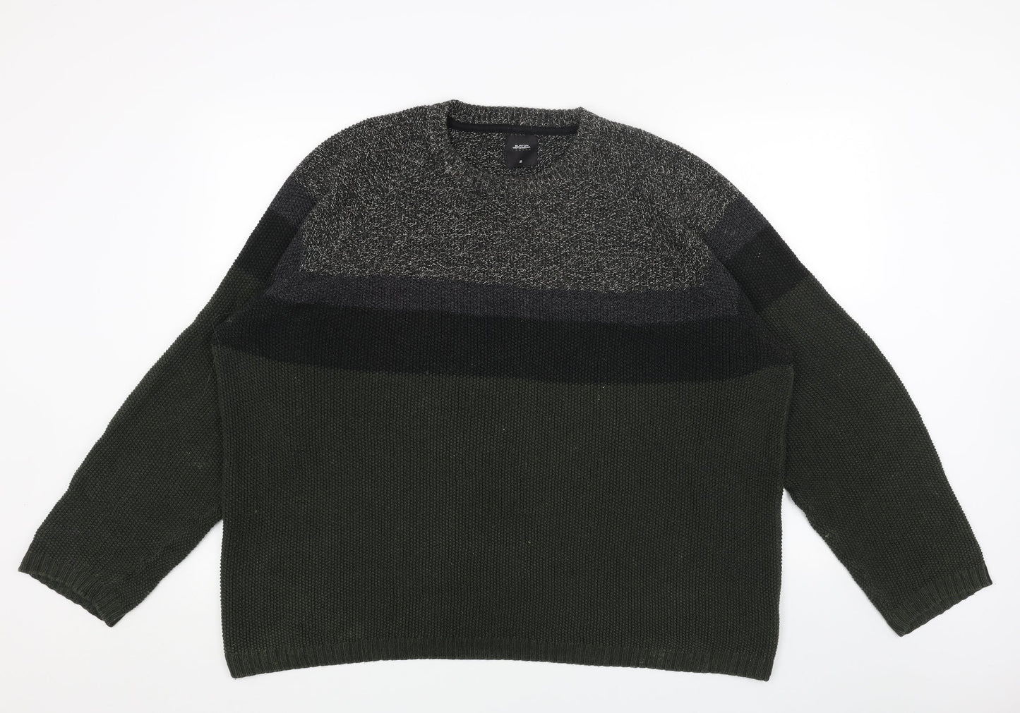 Burton Mens Green Round Neck Acrylic Pullover Jumper Size XL Long Sleeve