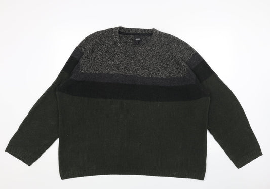 Burton Mens Green Round Neck Acrylic Pullover Jumper Size XL Long Sleeve